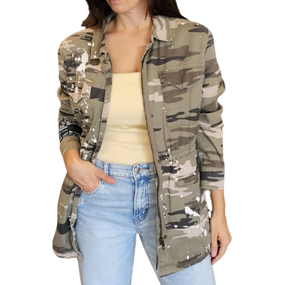 WHITE SPLASH CAMOUFLAGE JACKET - WOMEN SIZE M